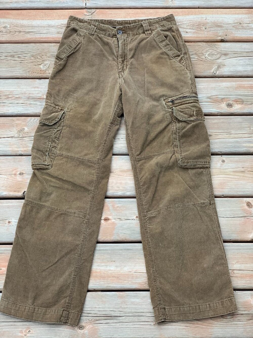 Vintage Y2K Cargo Pants Mens 30 Brown Corduroy Baggy Straight Leg Utility Grunge
